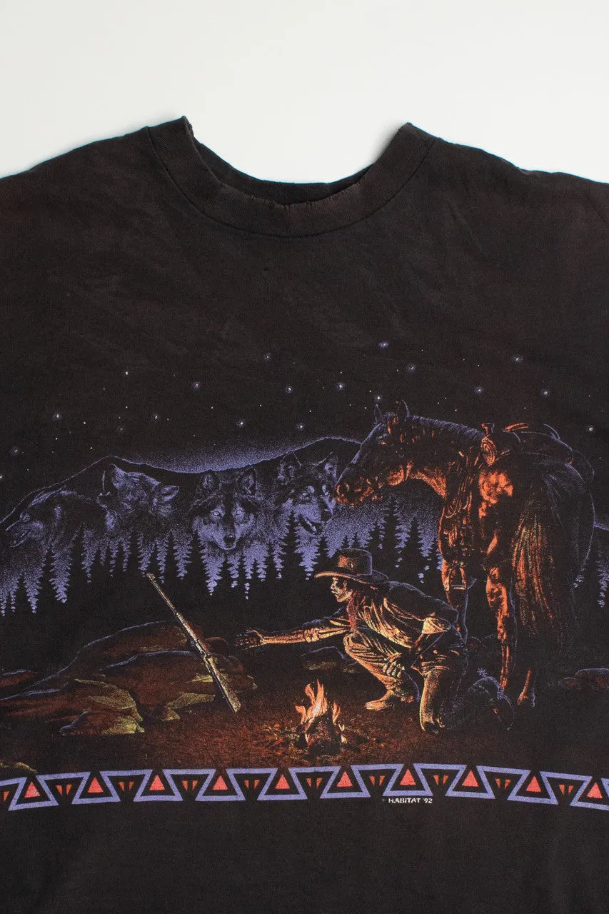 1992 Cowboy Horse and Wolves T-Shirt