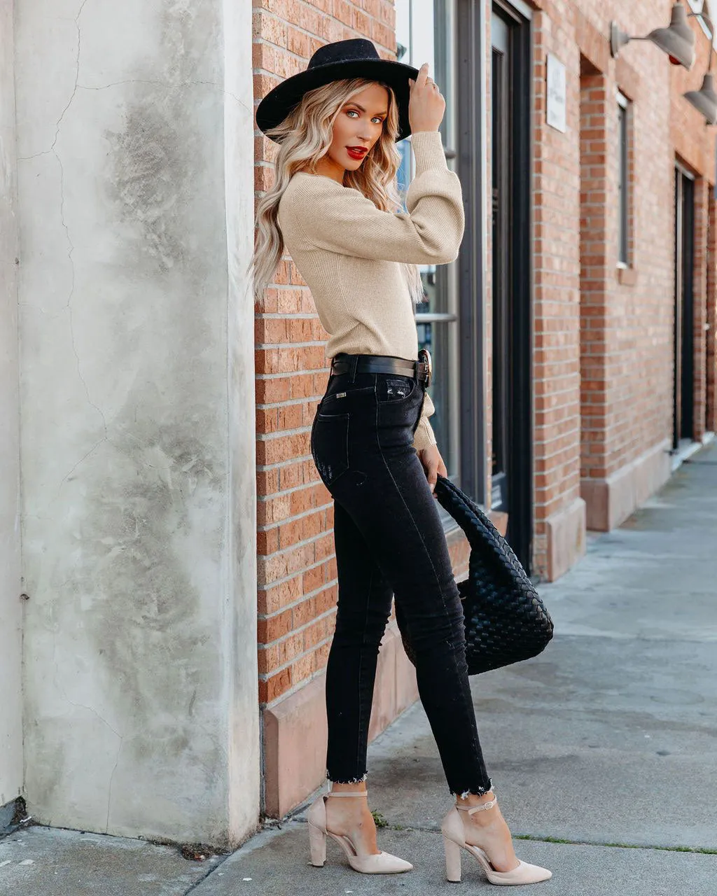 Autumn Outfits Plain Surplice V Neck Knit Sweaters