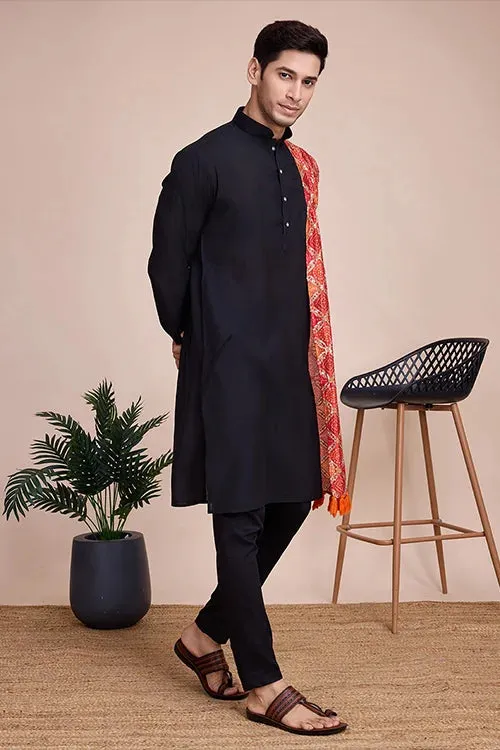Black Men's Designer Kurta - Latest Festival Collection