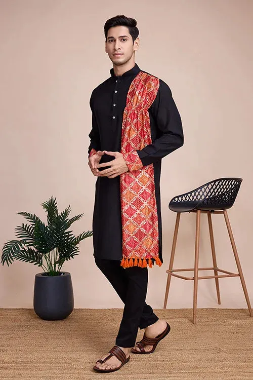 Black Men's Designer Kurta - Latest Festival Collection