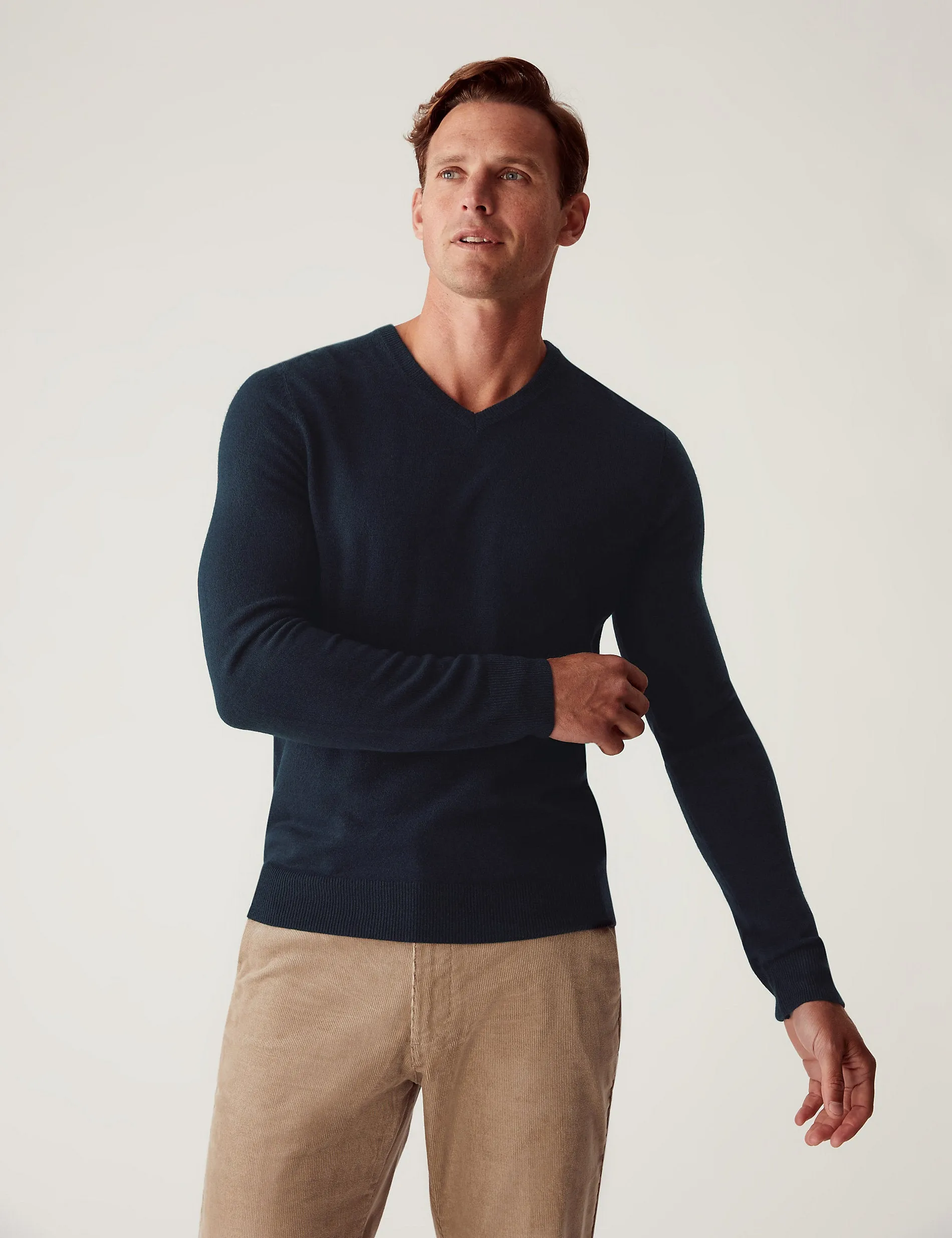 Cashmilon Marks & Spencer V-neck jumper, navy