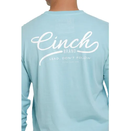 CINCH JEANS MEN'S LONG SLEEVE T-SHIRT - LIGHT BLUE