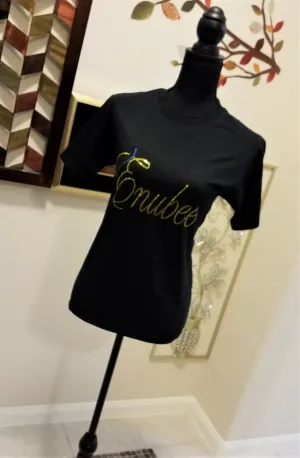 Enubee Rhinestone design T Shirts- (short sleeve Black)