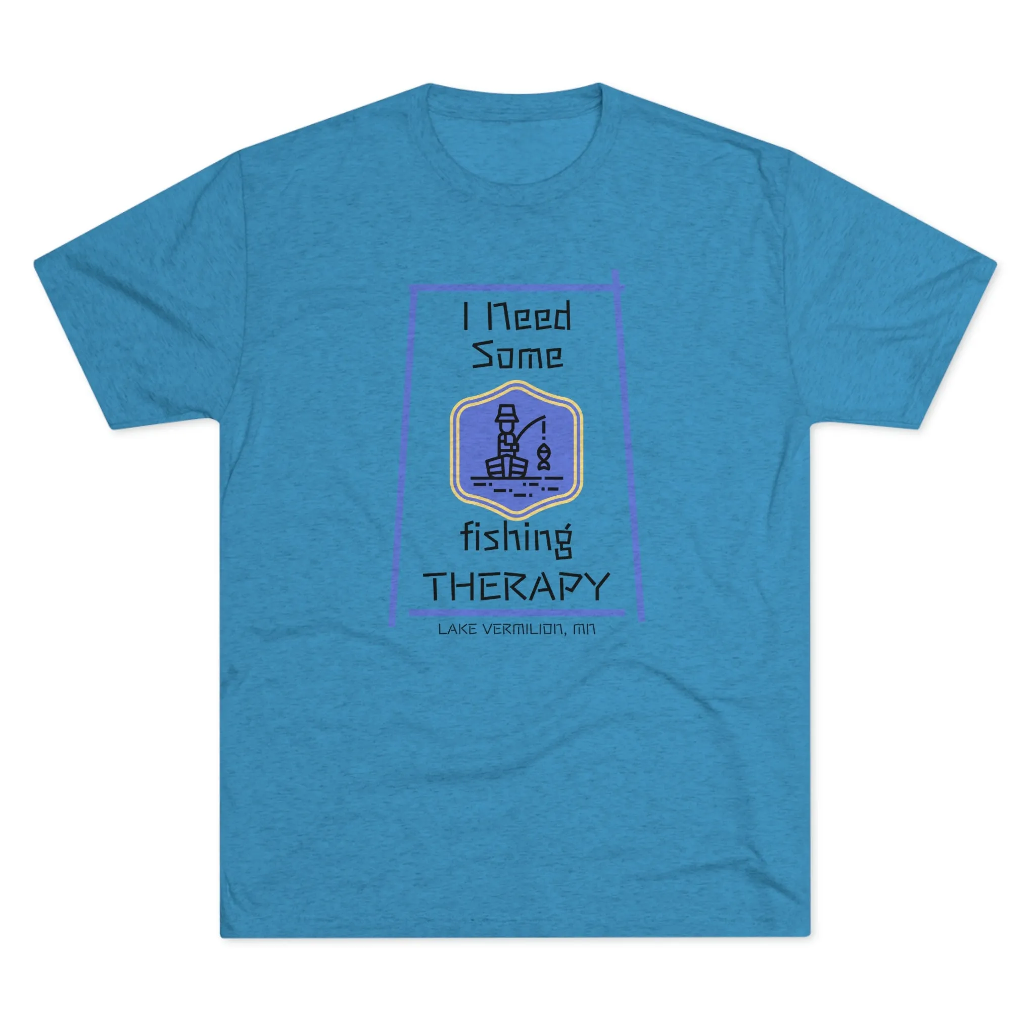 Fishing Therapy - Blue Accents - Lake Vermilion - Unisex Tri-Blend Crew Tee