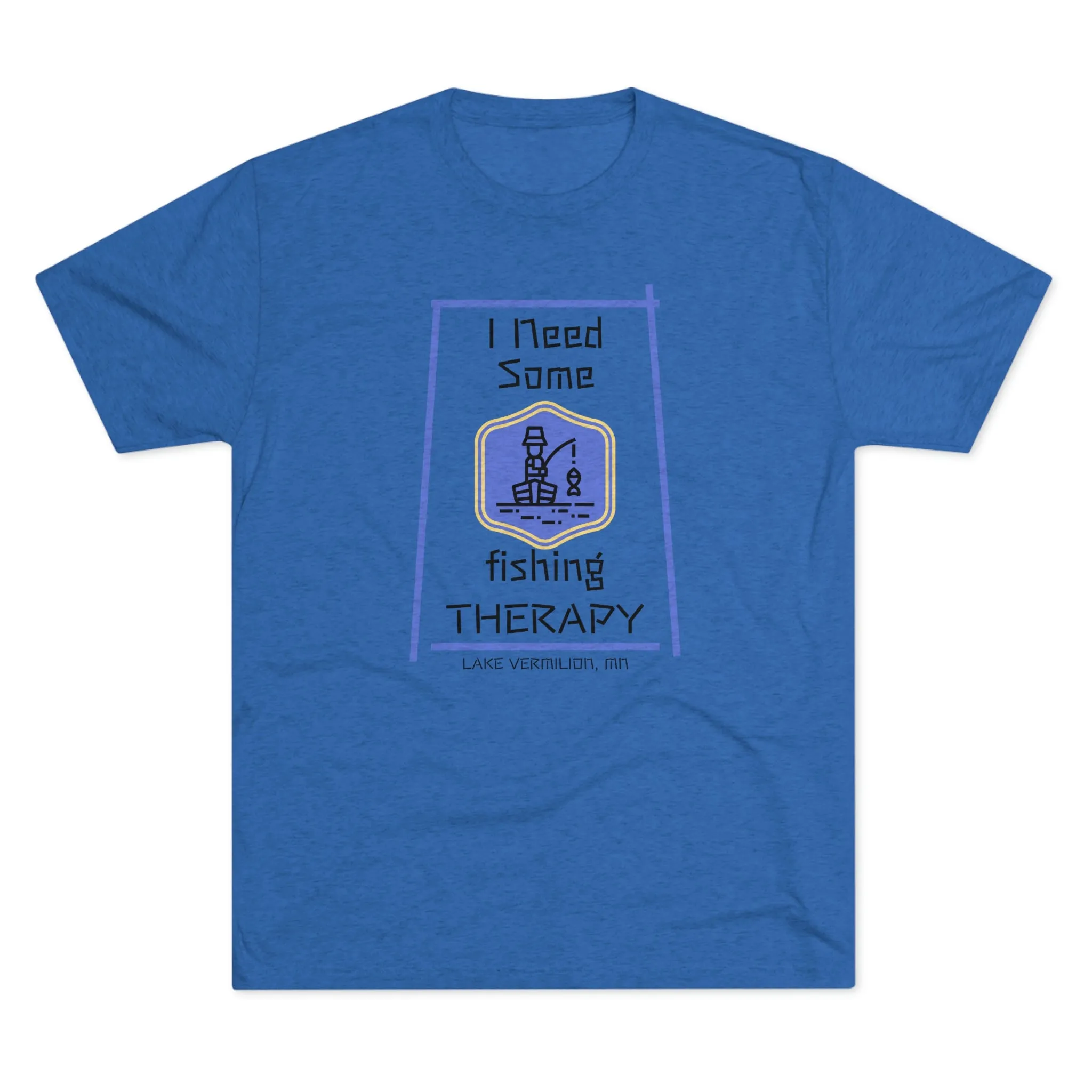 Fishing Therapy - Blue Accents - Lake Vermilion - Unisex Tri-Blend Crew Tee