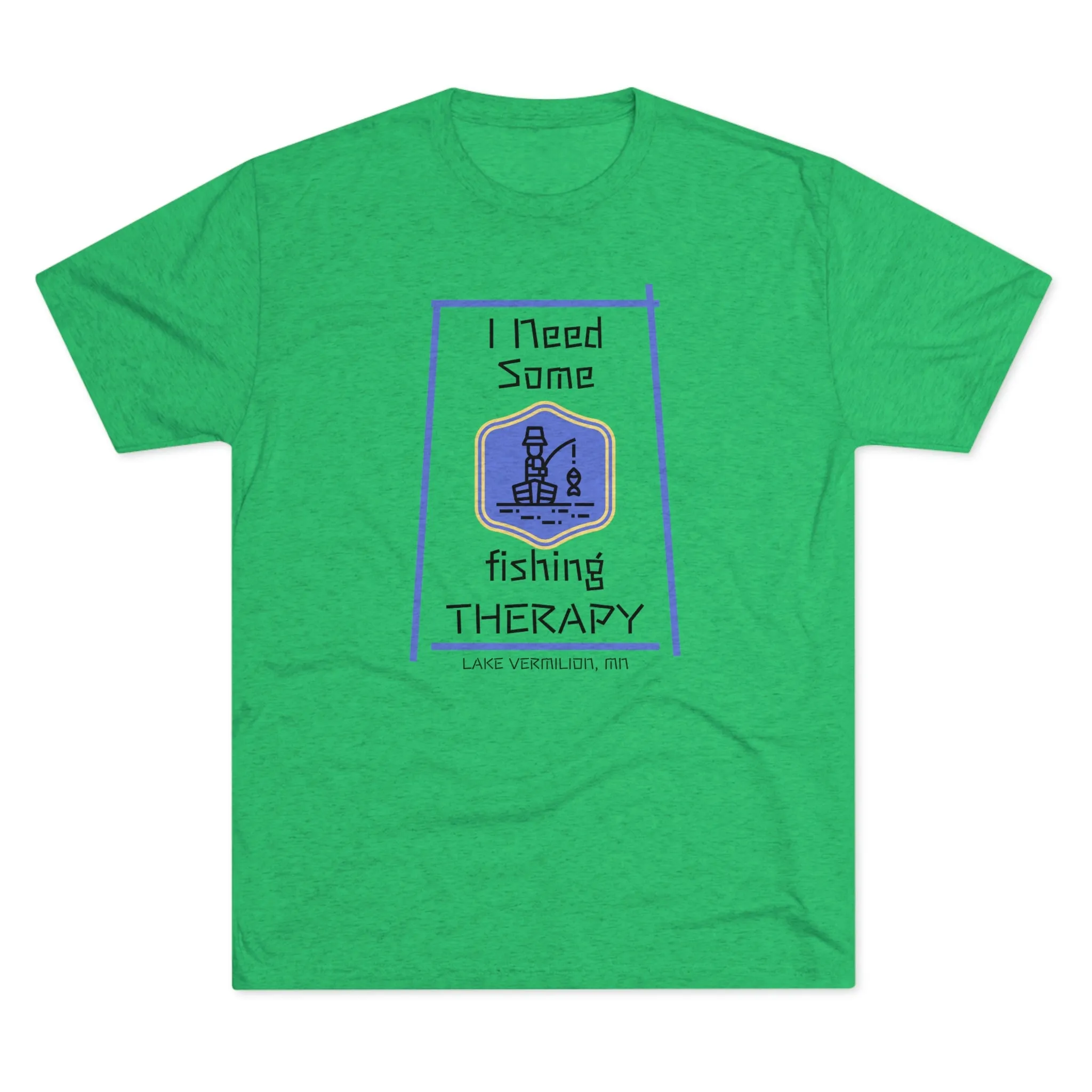 Fishing Therapy - Blue Accents - Lake Vermilion - Unisex Tri-Blend Crew Tee