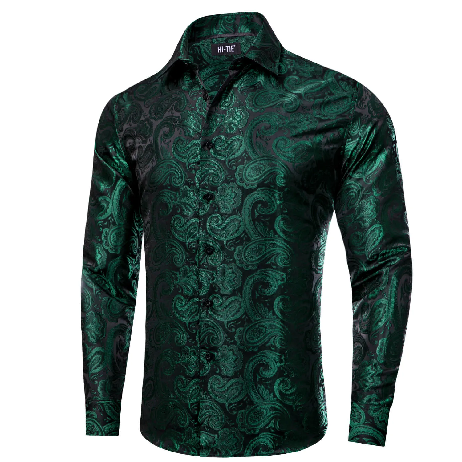 Hi-Tie Paisley Shirt Sapphire Pine Green Mens Button Down Shirt