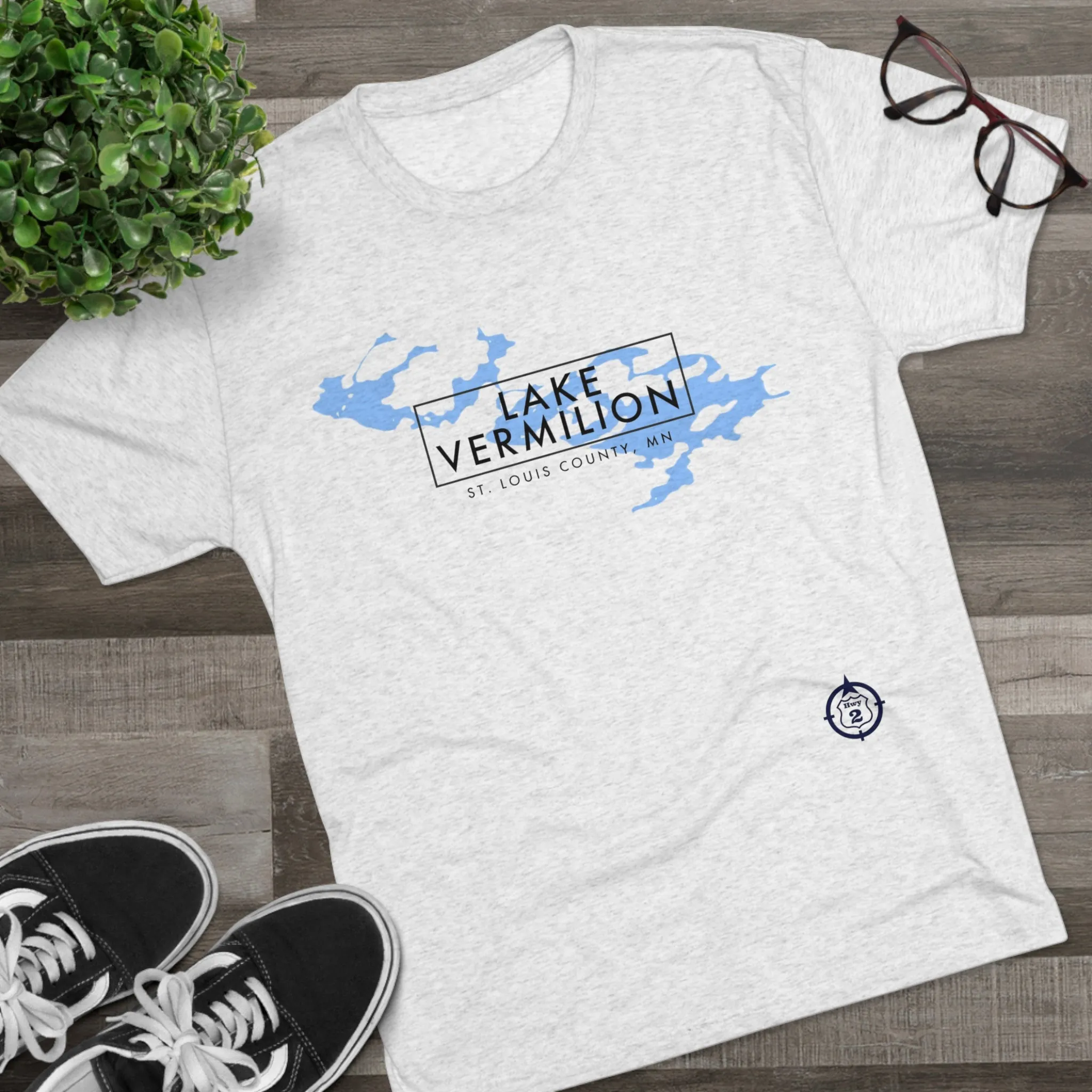 Lake Vermilion - Drinking Team - Lake Image - Unisex Tri-Blend Crew Tee