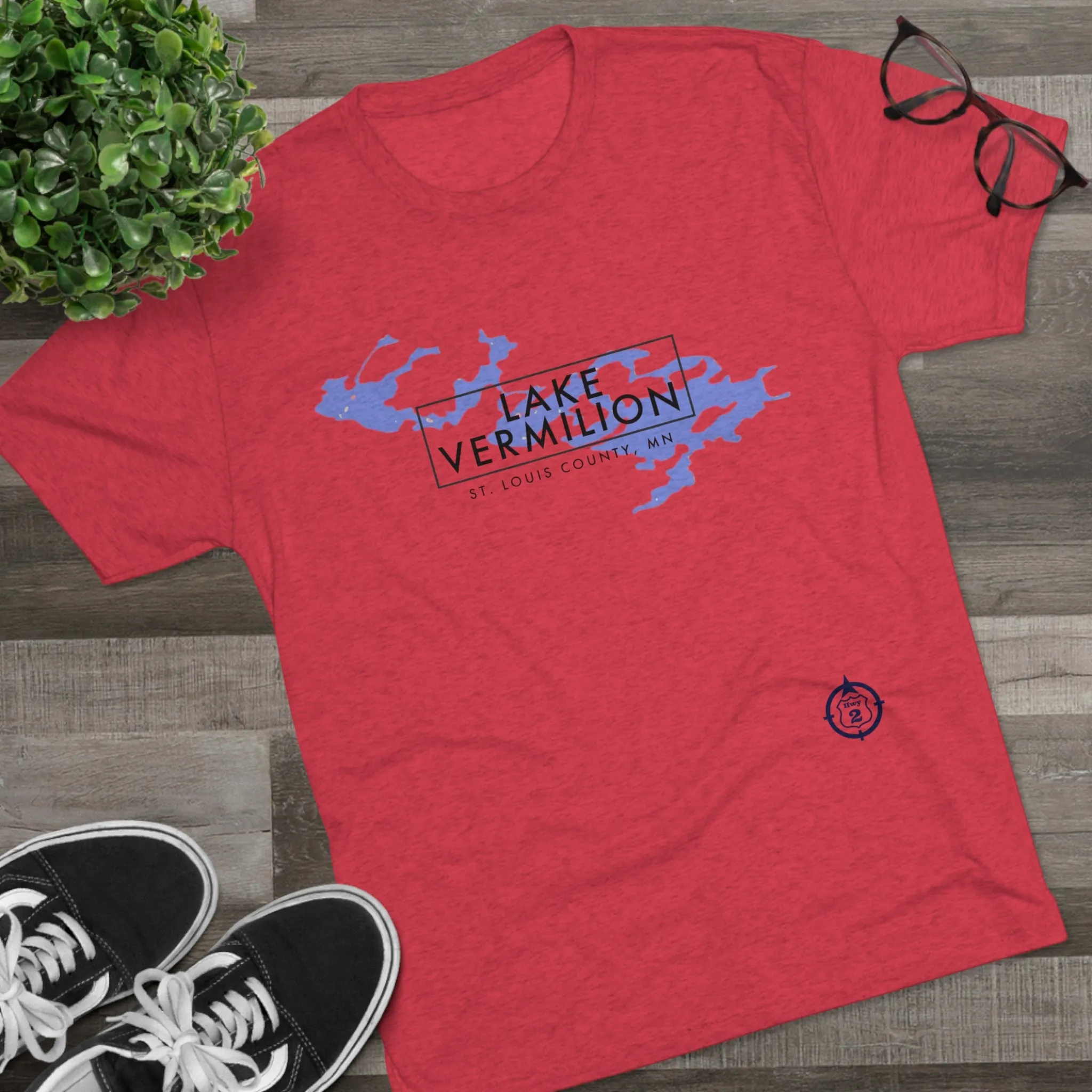 Lake Vermilion - Drinking Team - Lake Image - Unisex Tri-Blend Crew Tee