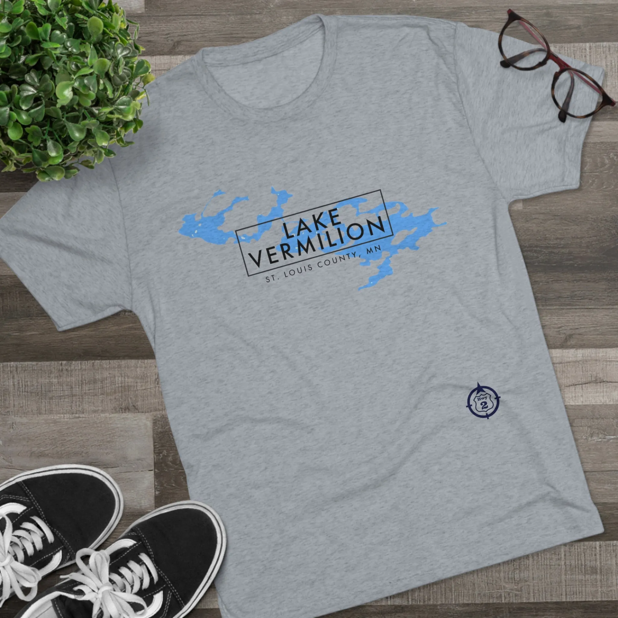 Lake Vermilion - Drinking Team - Lake Image - Unisex Tri-Blend Crew Tee