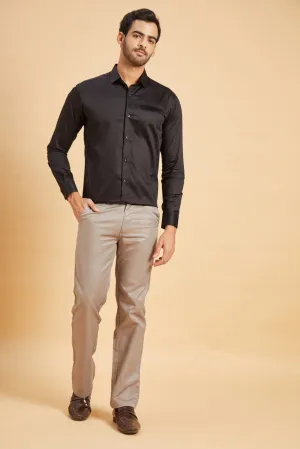 Men's Black Color Ragic Pintuck Shirt Full Sleeves Casual Shirt - Hilo Design