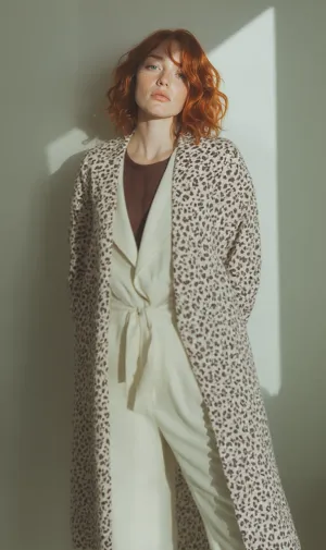 R206342 - Leopard Print Chiffon Kimono - Black & White