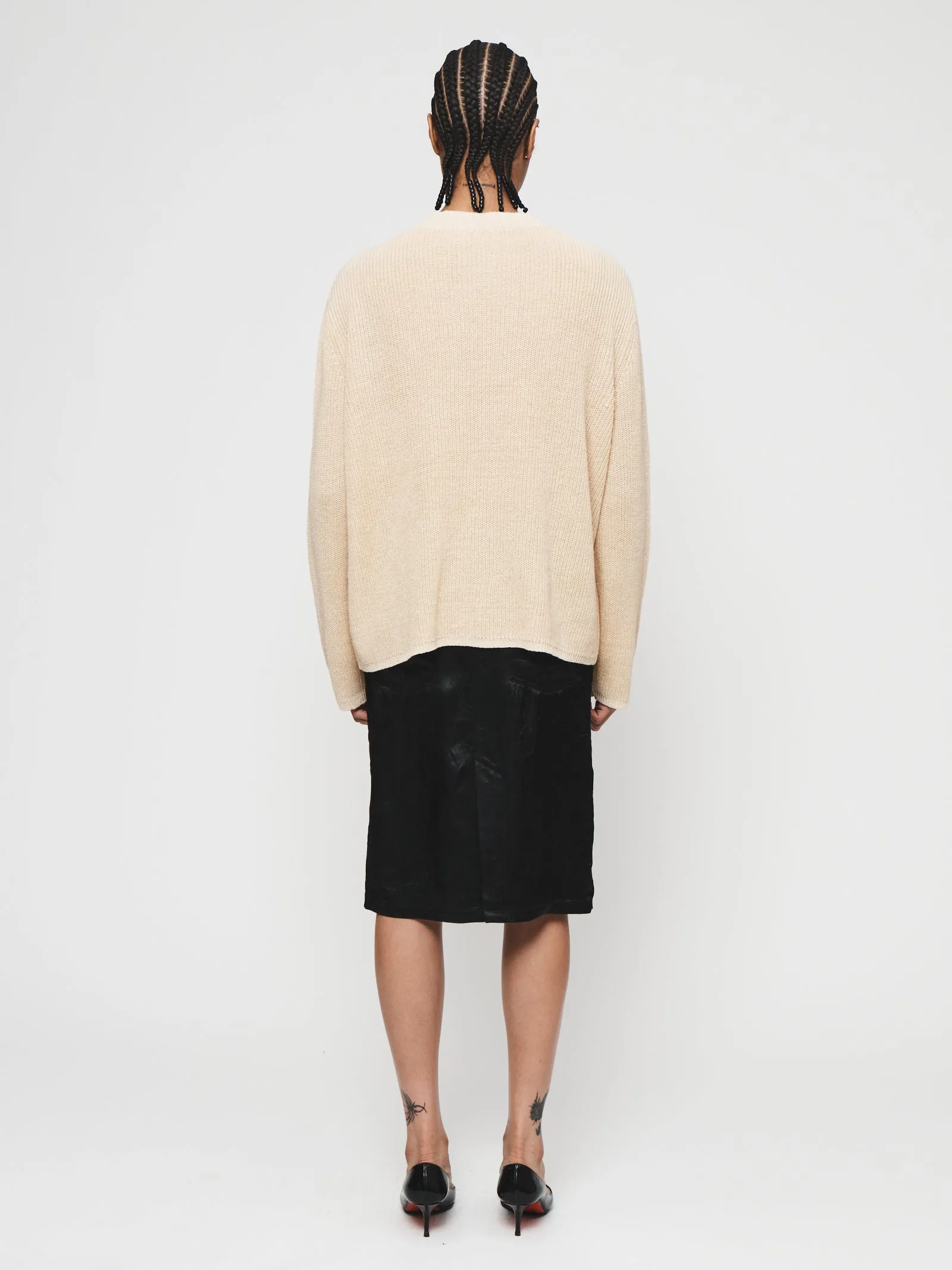 Ribbed Boxy V-Neck in Camel