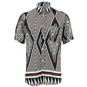 Tailored Fit Short Sleeve Shirt - Black & White Diamonds